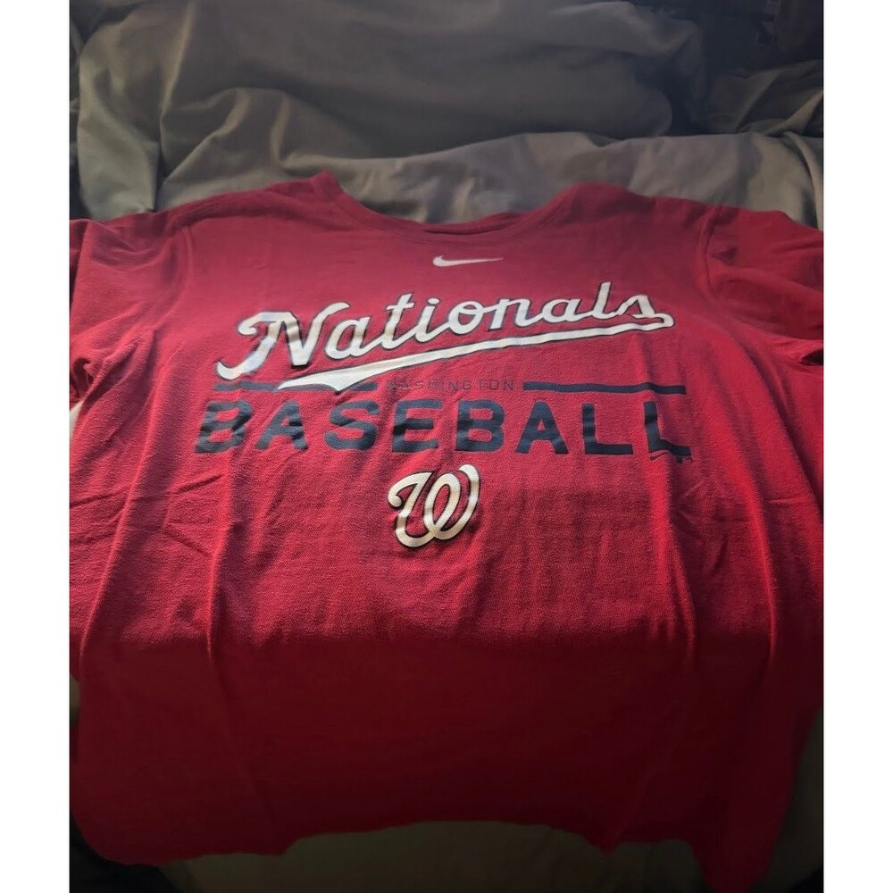 Nike Washington Nationals T-Shirt Youth Medium Red MLB Baseball Athletic Cut